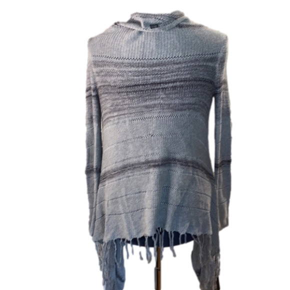 BILLABONG Women's Long Sleeve Grey Open  Cardigan Fringe Bottom (Size Small) - Picture 3 of 10